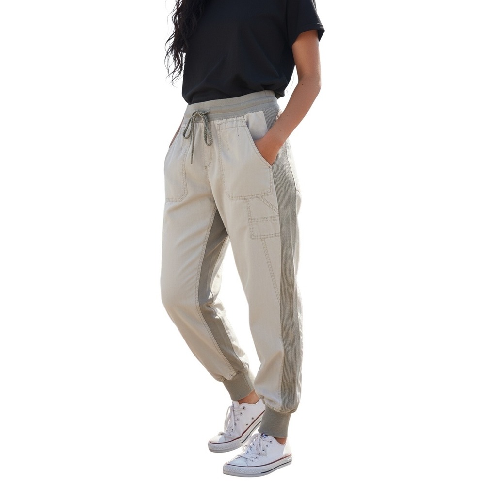 Anthropologie Womens Khaki Utility Joggers Elastic Waist Cargo Pants Size M
